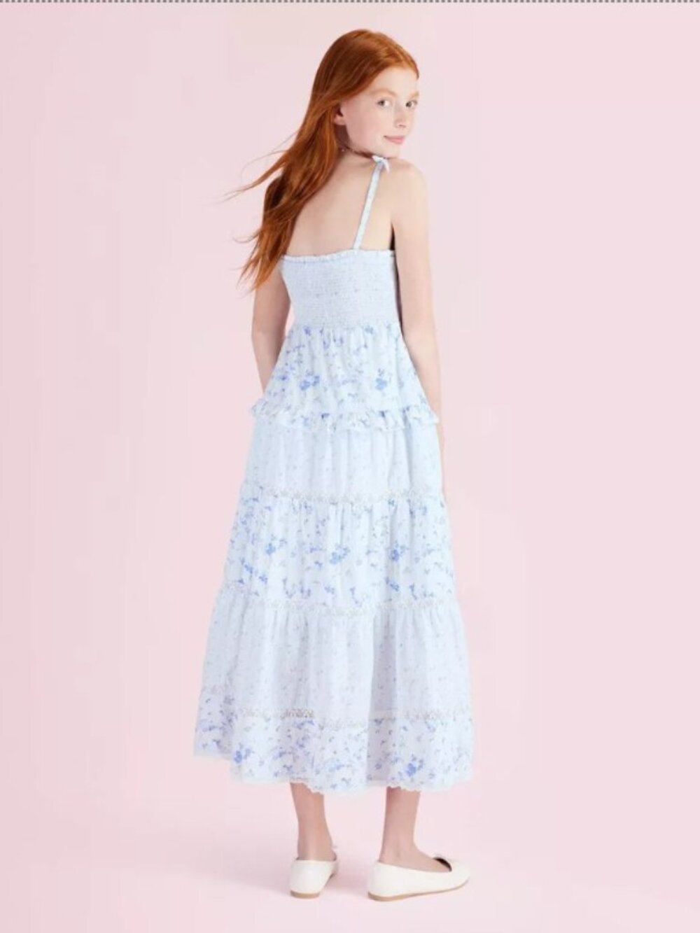 LoveShackFancy Target Blue Maxi Smocked Dress Girls 12 NWT